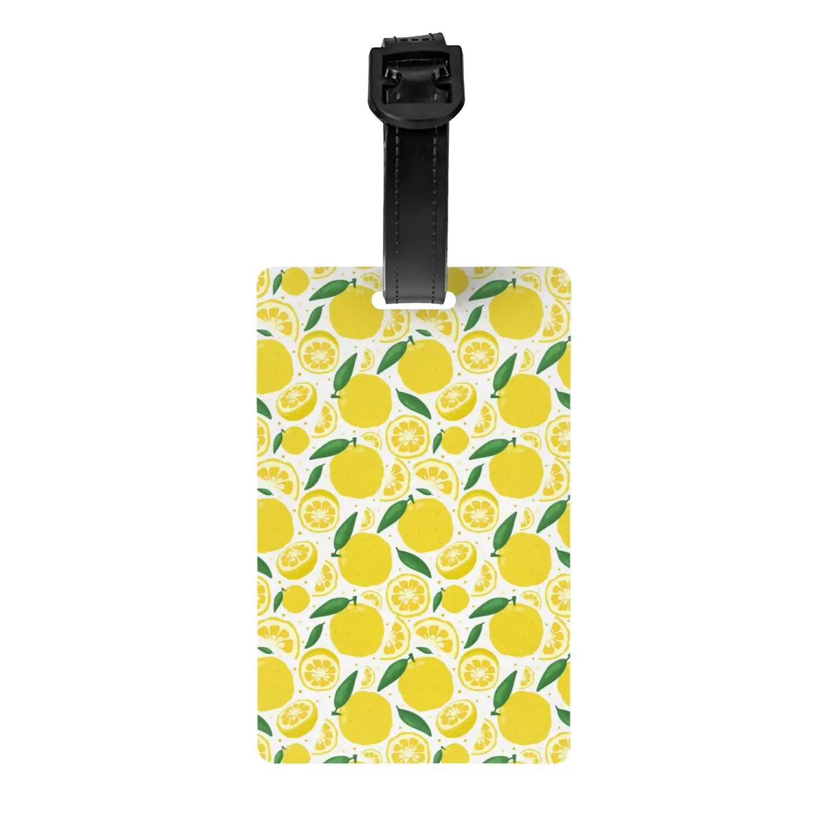 Étiquette de bagage personnalisée avec fruits tropicaux et citron, étiquettes de bagage personnalisées, couverture de confidentialité, carte d'identité avec nom, été