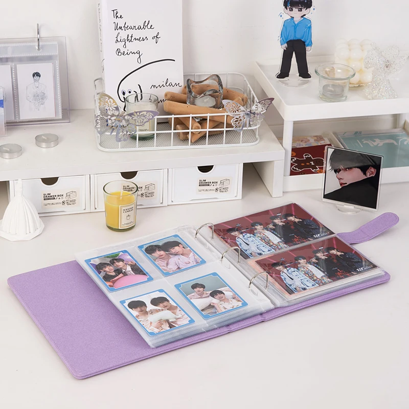 Sparkly Glitter A5 Photo Album, 2x2 4-Grid Pocket Pages with Soft PU Sponge, for 4Polaroid Instax Square & K-Pop Card Collection