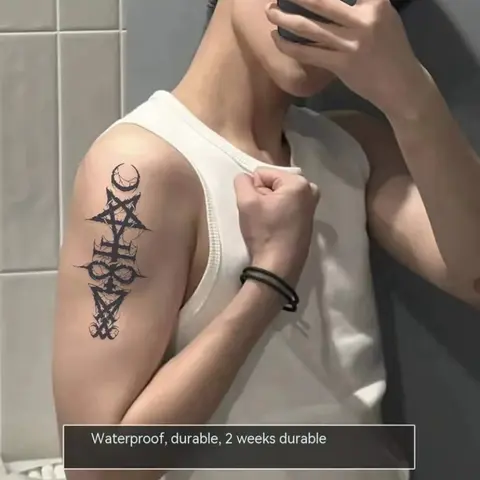 Katana Svärd Örtjuice Tatueringsklistermärken Män Vattentät Varaktig Semipermanent Tatuering Stor Bild Blomma Arm Konst Falska Tatueringar 10 best sales örttatuering - №2