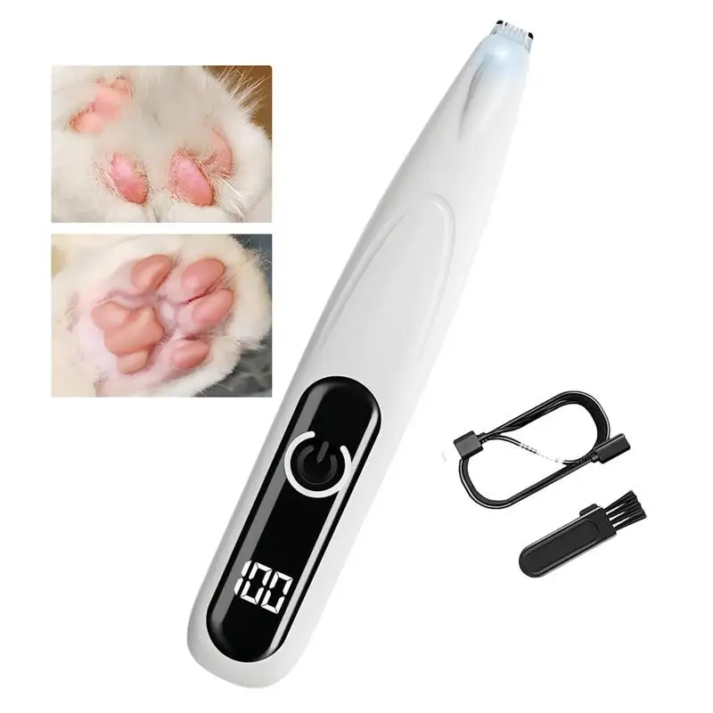 Dog Paw Trimmer with LED Light Fully Waterproof Pet Hair Trimmer with LED Display Dog Clippers for Grooming Daily supplies