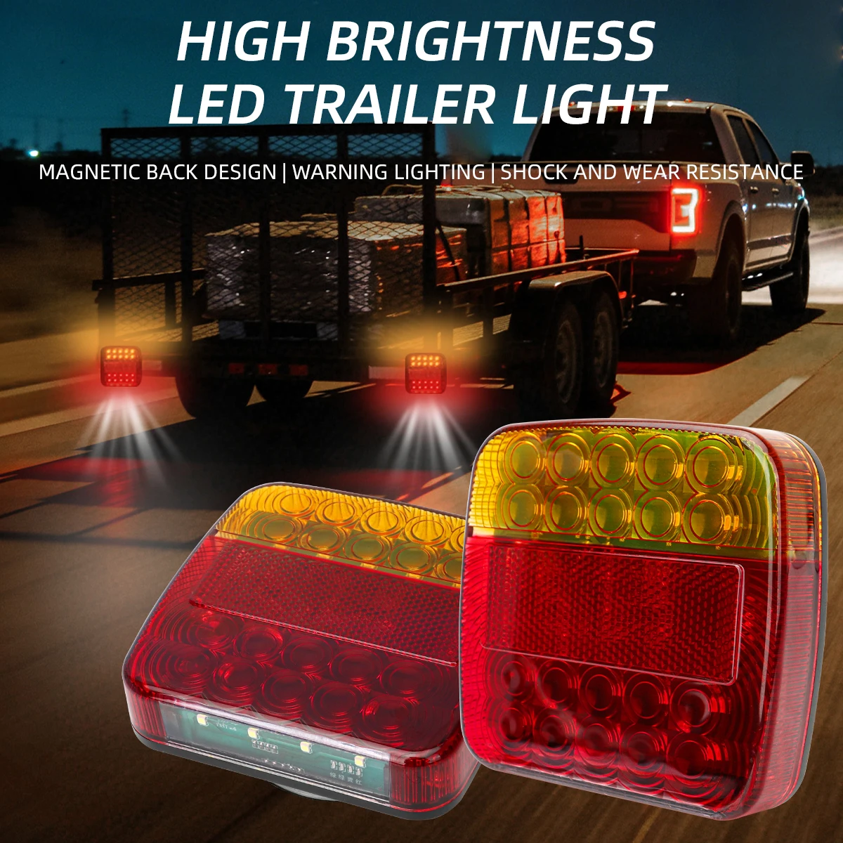 

Magnetic LED Trailer Rear Taillight Warning Euro/US Wireless/Wired Signal Brake Lamp Truck Tail Light For Caravan RV Lorry Truck