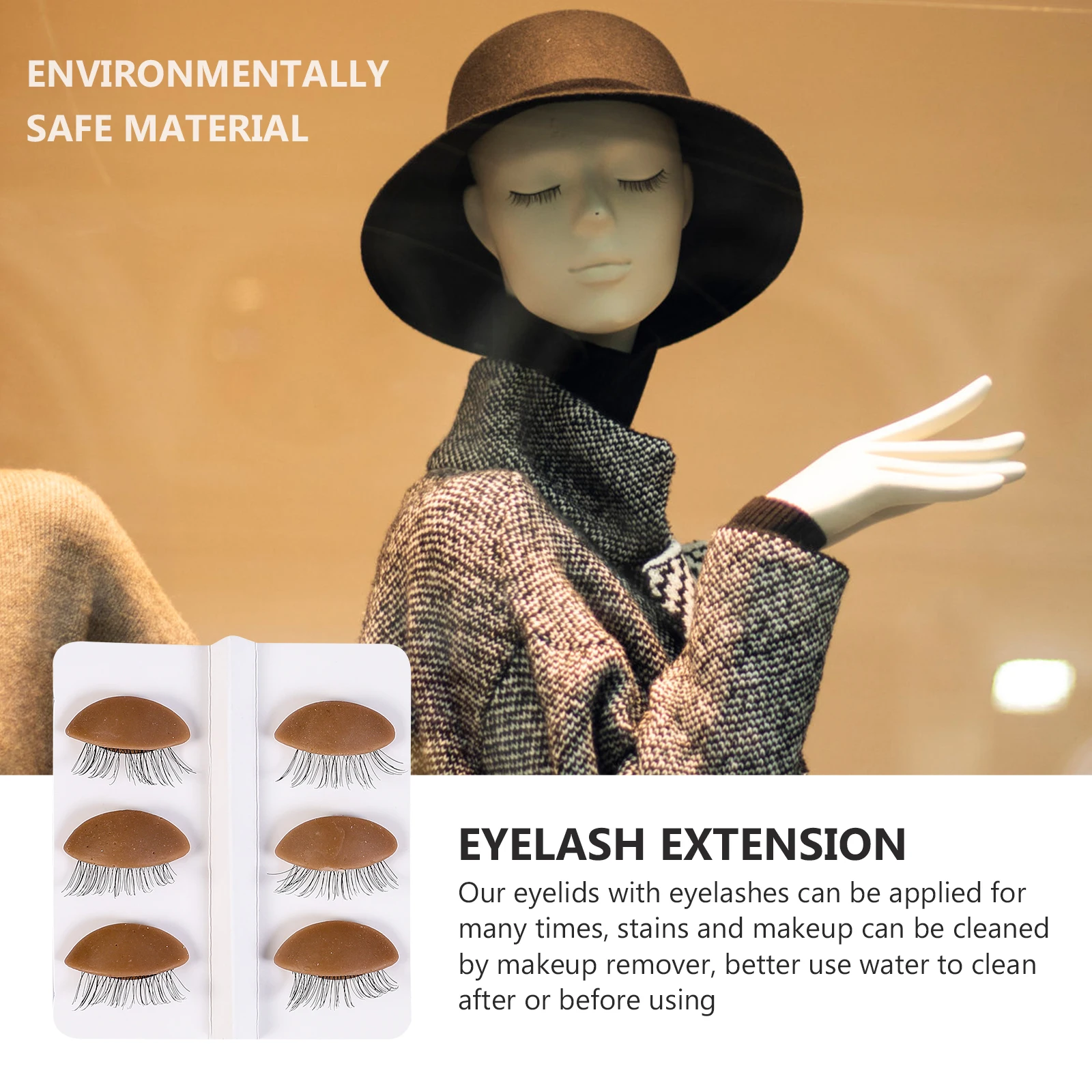 

6 Pairs Replacement Eyelids Silicone Head Form Eyelash Practice Mannequin Makeup Training Kit Tool Device Smooth Flexible
