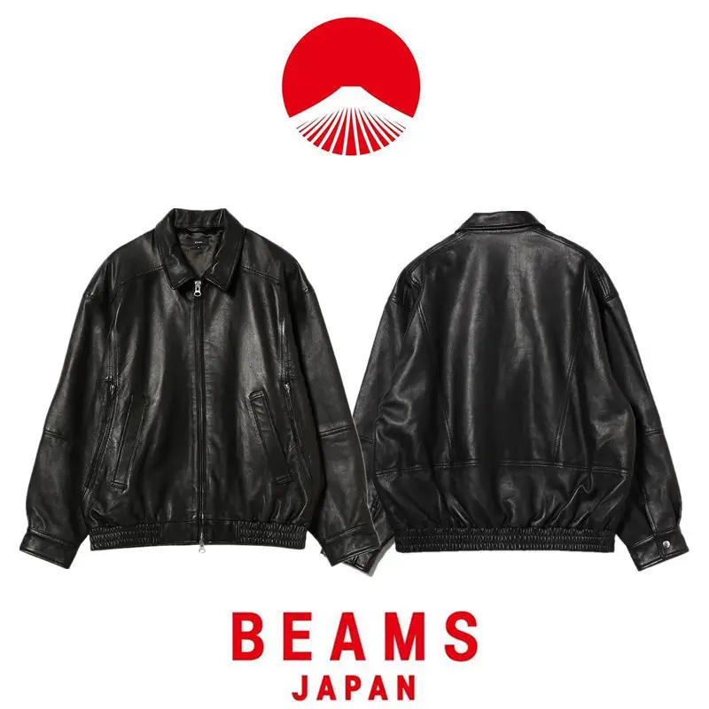 Loose Retro Biker Leather Jacket Men's Women's Zipper Sheepskin Jacket Coat Youthful Vitality Style Regular Length Coat