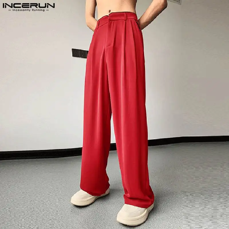 2024 Men\'s Pants Patchwork Joggers Loose Korean Style Streetwear Straight Trousers Men Fashion Casual Long Pants S-5XL INCERUN