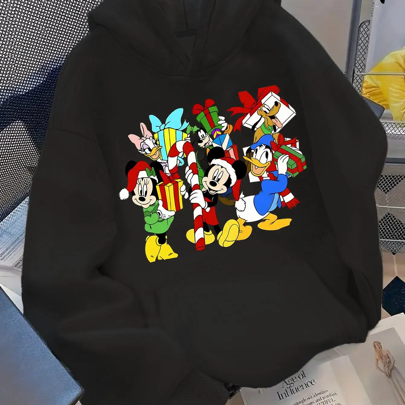 

Мужские рождественские толстовки с Микки Маусом Диснея, модные толстовки унисекс большого размера, осенне-зимние флисовые повседневные универсальные