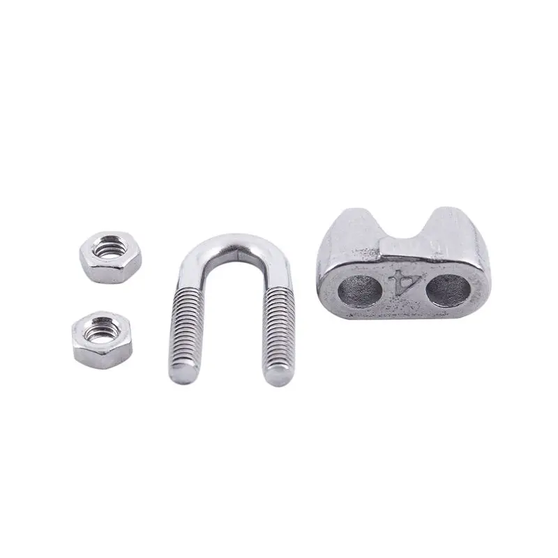 Top Sale 12Pcs Stainless Steel Cable Clip Saddle Clamp For 5/32 Inch 4Mm Wire Ropes
