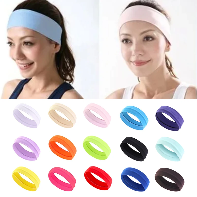 

Women Solid color Sports Headbands Yoga Elastic Hair Bands Running Fitness Hair Bands Makeup Headwrap Hair Accessories Wholesale