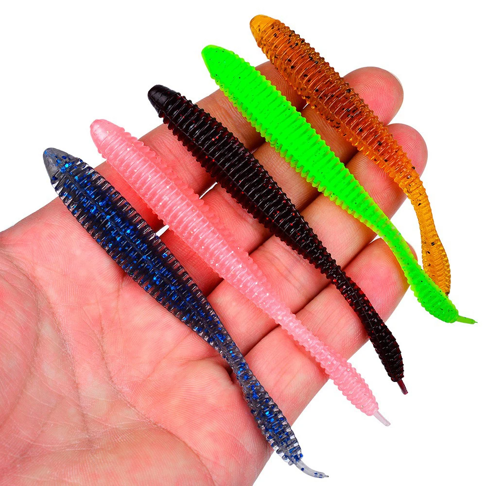 10pcs/set Fishing Tiny Worm Softbait Lure Tanta 100mm 3g Leurre Peche Squid Fishing Tackle Bass PikeTrout Bass Drop Shot