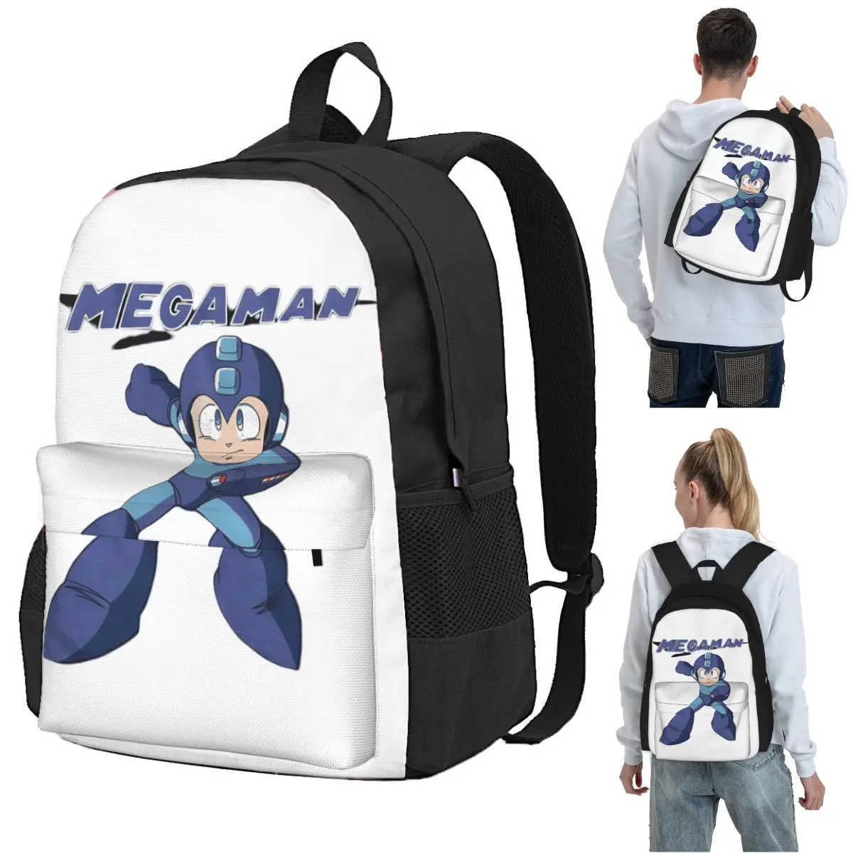 

Character Game Robot Blue 90s Backpack Student BookBag Children School Bag Laptop Shoulder Bags for Men Women