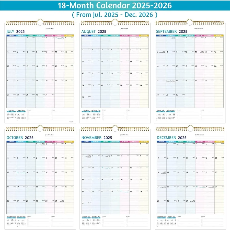 تقويم الحائط 20252026 التقويم 20252026 الجدار 18 التقويم الشهري يوليو 2025 ديسمبر 2026 12x17 في 2025 التقويم مع كتل كبيرة #4