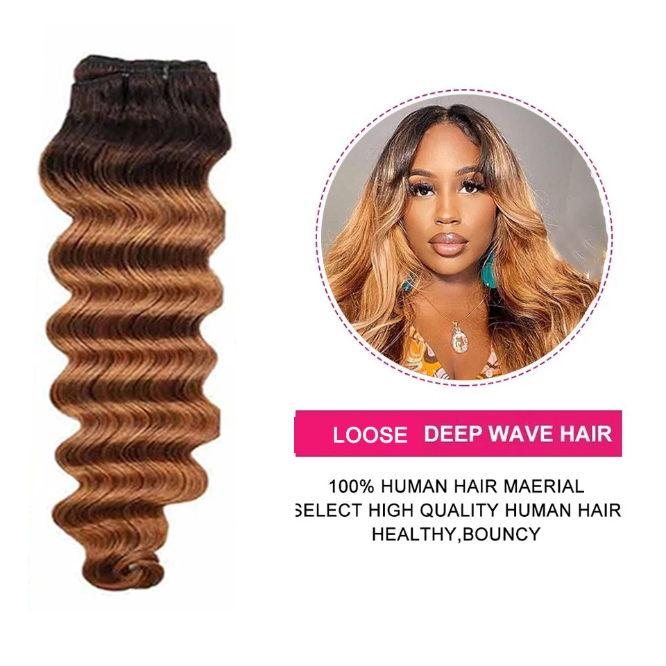 T4/30 Loose Deep Wave Human Hair Bundles With Closure Brazilian Deep Wave Hair Extensions 100% Human Hair