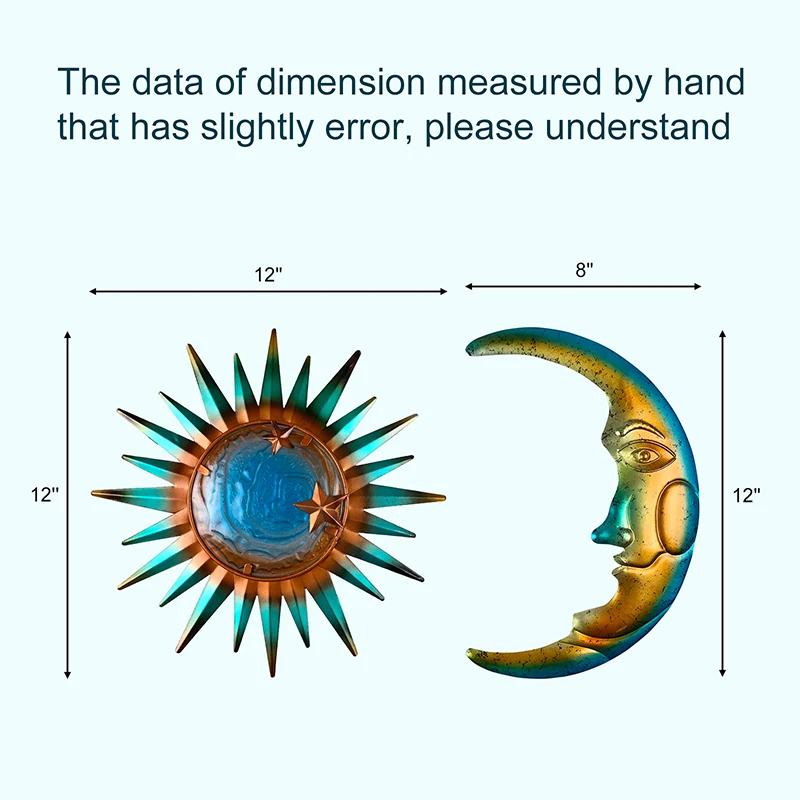 Matal Sun dekoracje ścienne księżyc i słońce dekoracje ścienne metalowe słońce ściana zewnętrzna rzeźba artystyczna nadaje się do wewnątrz salonu