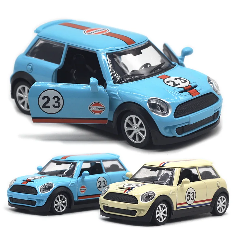 

1:32 Alloy Mini Cooper paint racing classic car model pull back door opening car model hot selling children's toy gift