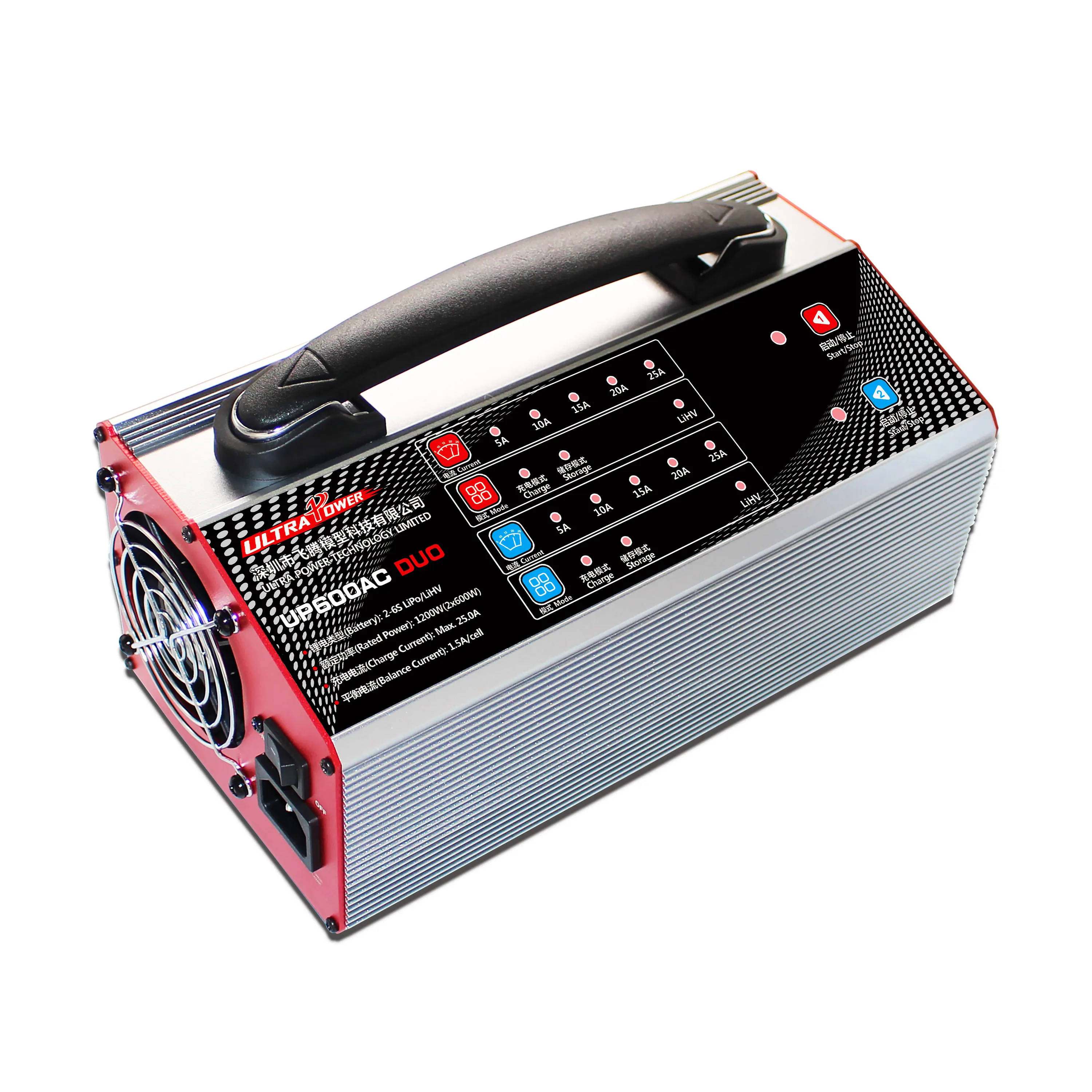 Ultra Power UP600AC DUO Intelligent Charger 2X600W 25A 2-6S LiPo/LiHV High Power Dual Channel for RC Model