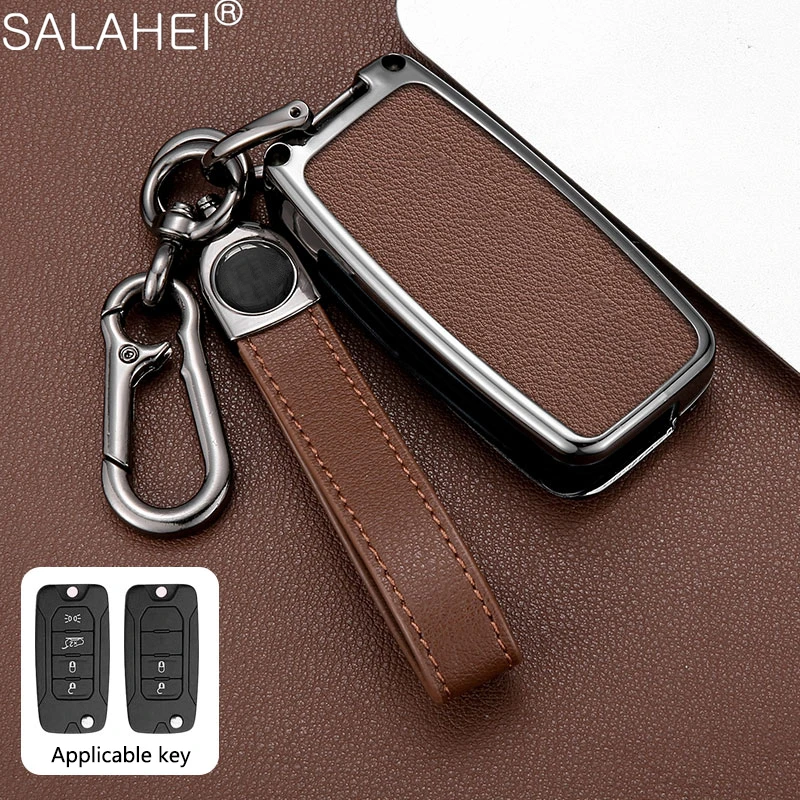 Anti‑Slip Leather Remote Key Shell With Keychain for Jeep Cherokee Compass S Renegade Dodge Journey Challenger Jcuv Charger