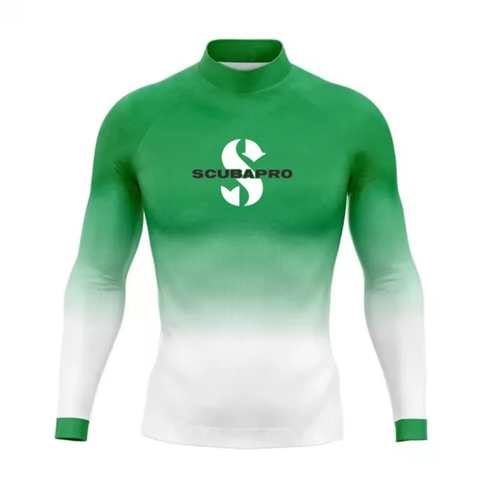 New Men's Long Sleeve Rash Guards Surf T-shirts UV Protection Swimsuit Surfing Diving Swimwear Swim Surf Beach Clothes Rashguard