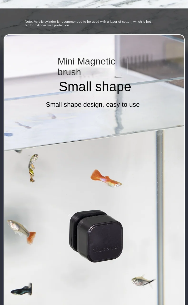 Mini Quadratische Magnetbürste, Starke Magnetische Reinigung, Aquarium-Reinigung, Algenentfernung, Kleines Aquarium Fischbecken – Detail 5