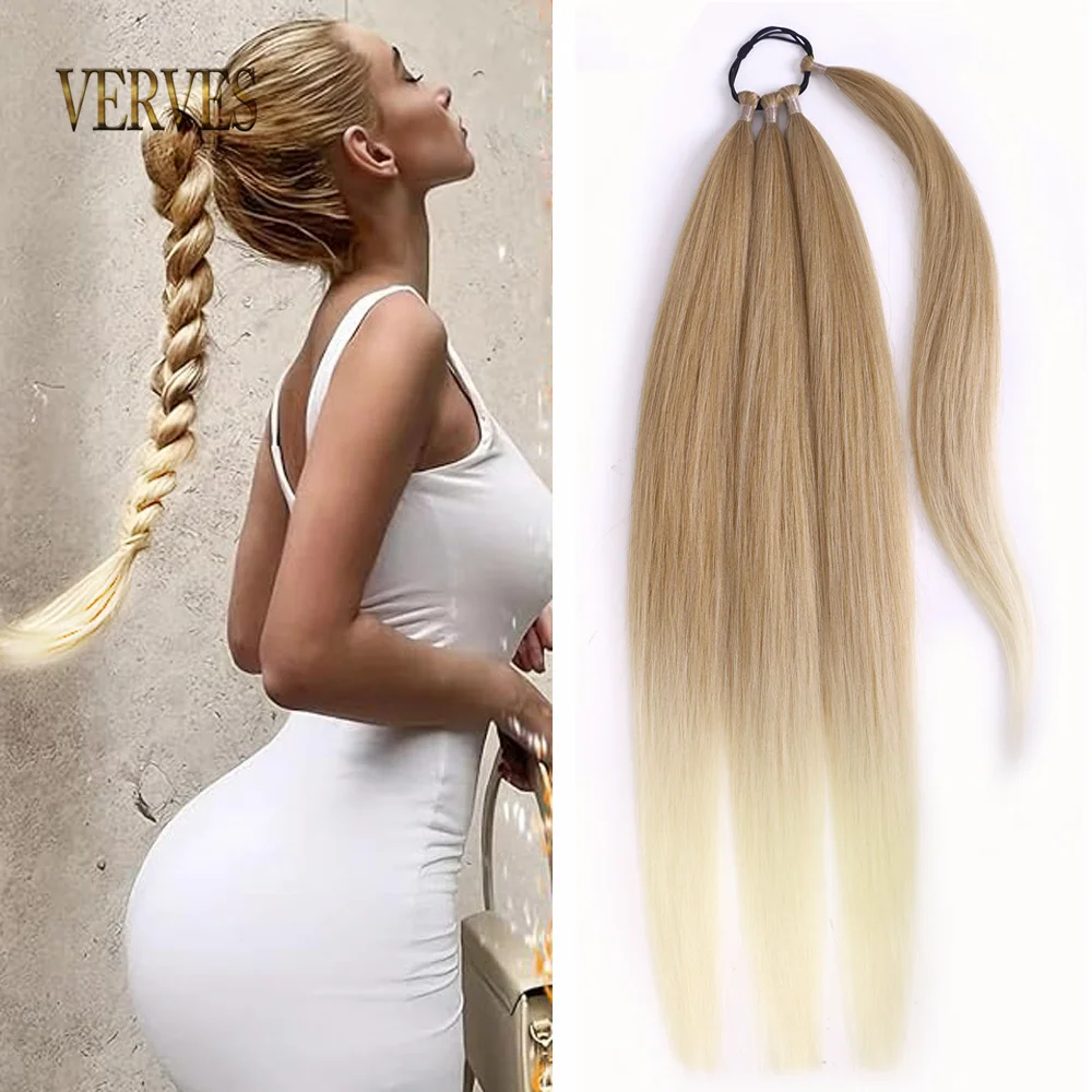 

Braided Ponytail Extension Hair Synthetic Braiding Braids 32''24'' PonyTail Rubber Band Hair Ring Brown Black Blonde Ombre