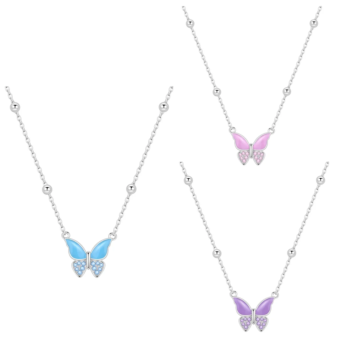 MISEFF 925 Sterling Silver Necklace Exquisite Insect-Inspired Butterfly Necklace For Women Birthday Celebration Jewelry Gift
