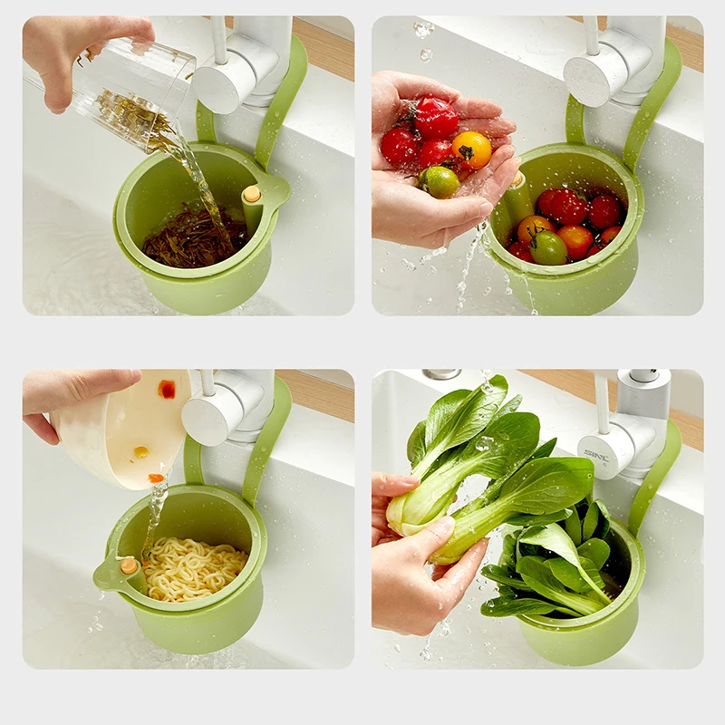 

Multi-Functional Food Colanders 1PCS Kitchen Sink Strainer Basket,Faucet Hanging Strainers with Openable Bottom Cover,Household