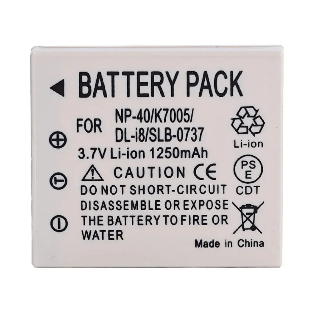 3.7V 1250mAH FNP-40 FNP40 FNP 40 Battery + Charger Suitable for Fuji Camera F710 F810 K7005 SLB-0737 0837 D-LI8 CGA-S004