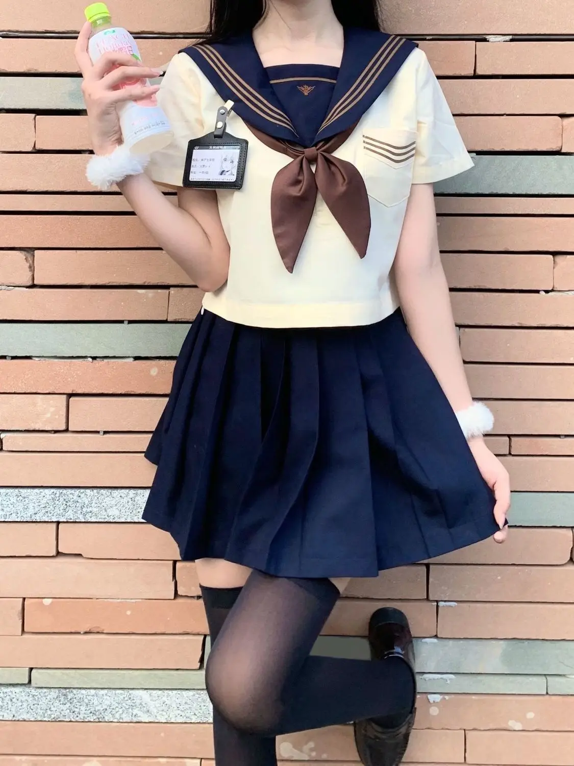 Japan New JK Uniform Sailor Uniform College Style  Long-Sleeved College Style Pleated Skirt Suit Long Medium Short Optional