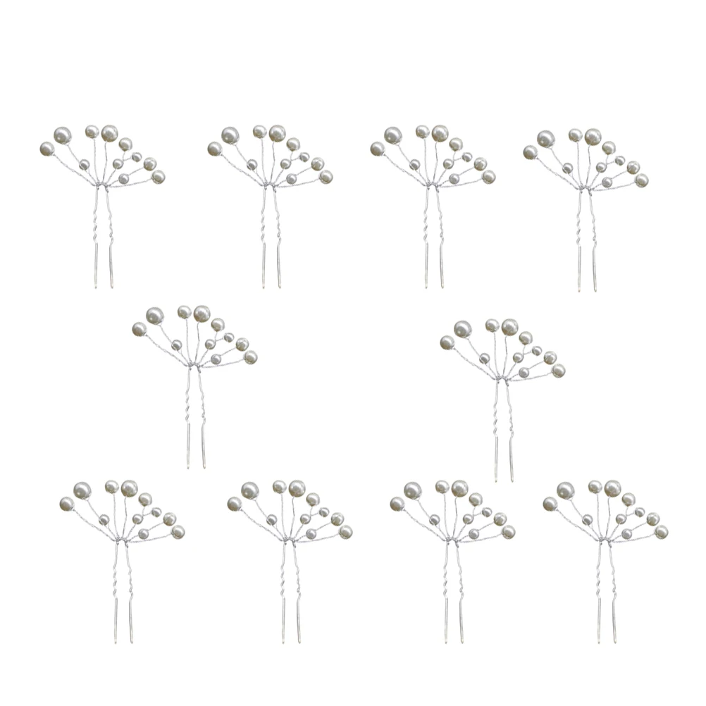 

10pcs Elegant Flower Design Metal Resin Bridal Hair Clip Pearl Material Wedding Party Bridal Hair Accessories