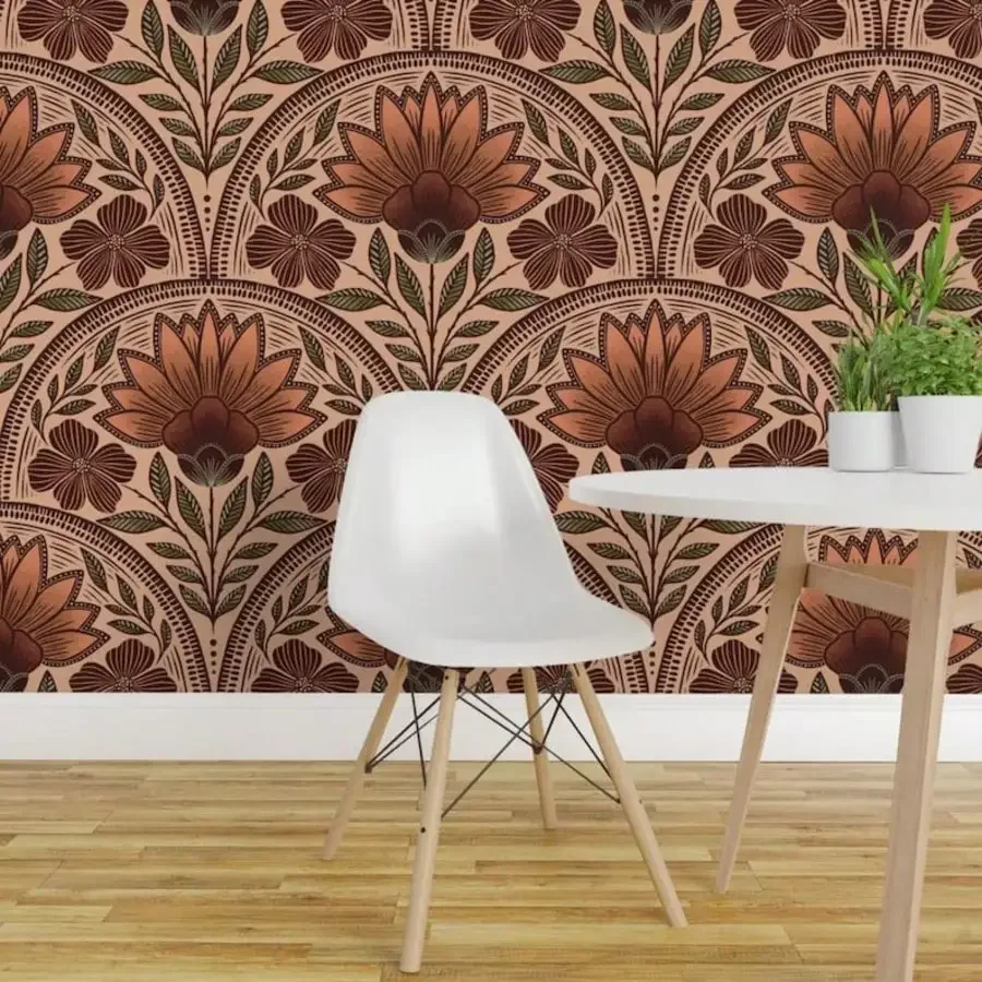 Papel Tapiz Floral con Diseño de Anémonas en Crema, Acentos Azules, Estilo Botánico Vintage, Decoración Ligera Academia Cottagecore, Removible, Autoadhesivo, Prepas