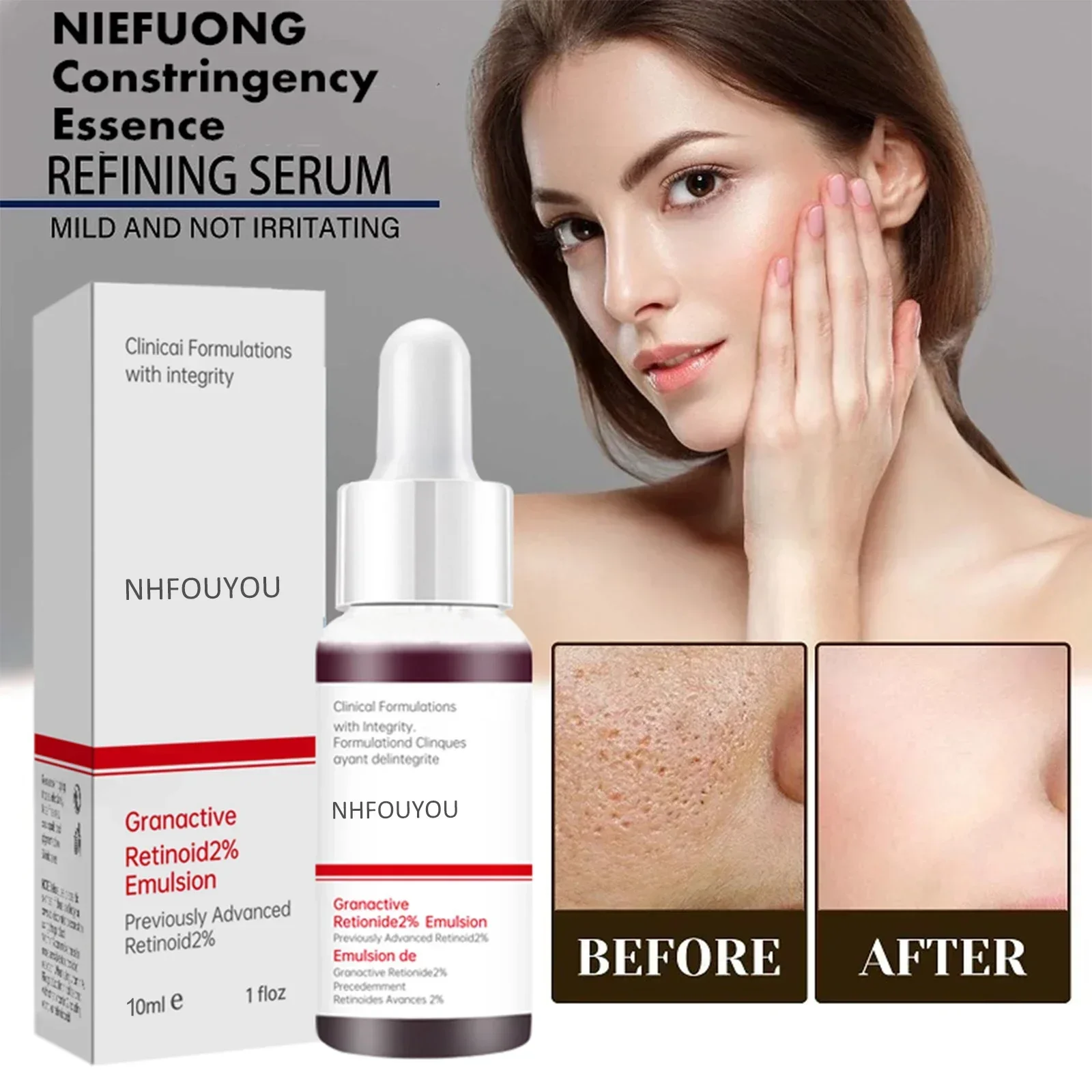 Lactobionic Acid Pore Shrink Face Serum Hyaluronic Acid Moisturizing Nourish Smooth Pores Repair Essence Firm Korean Cosmetics