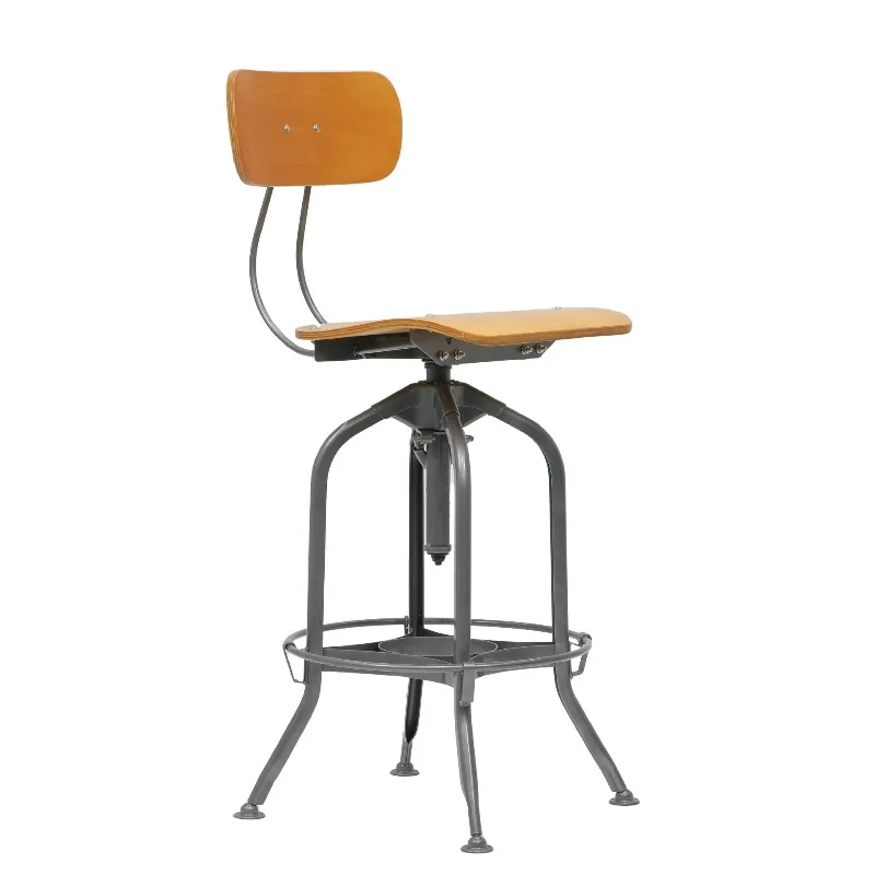 

American industrial style height adjustable front desk chair, bar chair, high-footed rotating lift chair