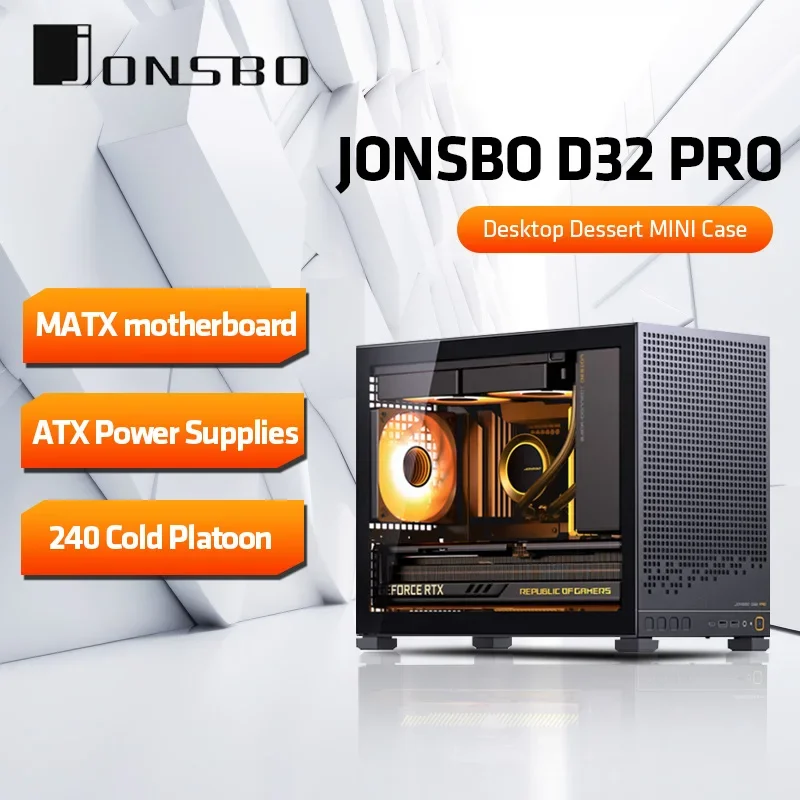 

JONSBO D32 PRO Black MATX Desktop Small PC Case Transparent Adjustable Motherboard ATX Power 240 Water-Cooling корпус пк ケース