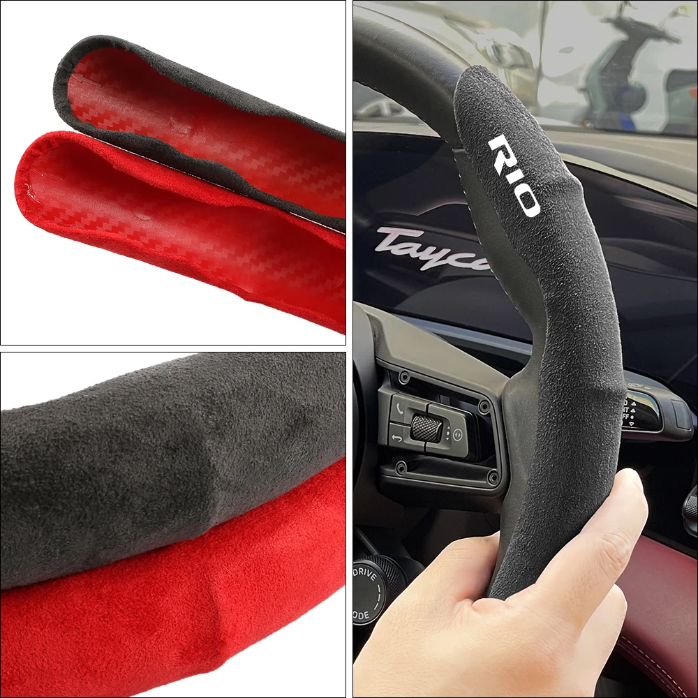 For Kia Rio 3 4 K2 K3 X-Line Anti-skid Car Steering Wheel Protective Cover Fur Material Wheel Booster Cover Auto Accessories