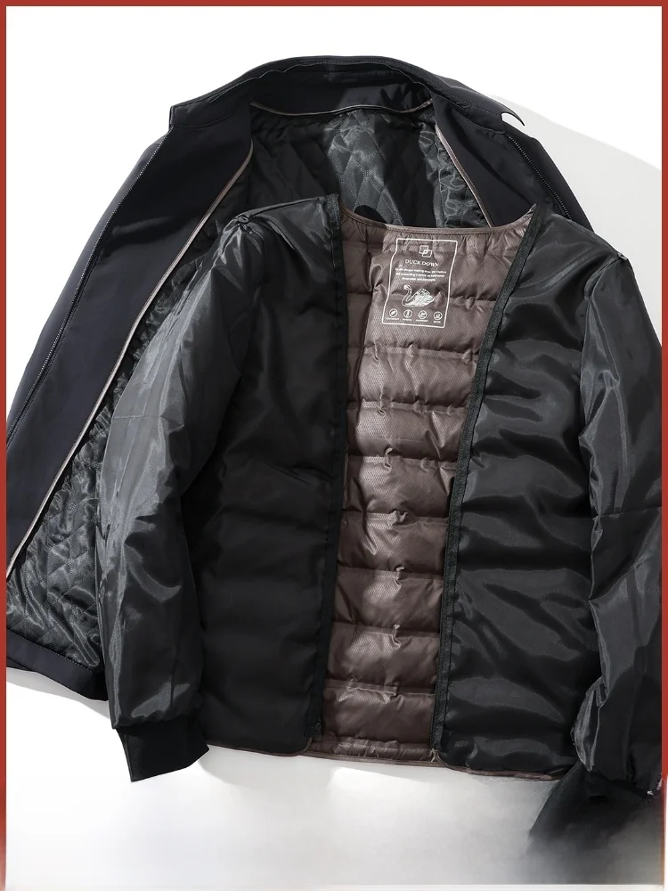 

High-End Detachable Inner Busin Sle Men's Winter down Jaet Warm Du down Collar Trendy Nylon Fabric Flap Collar Coat