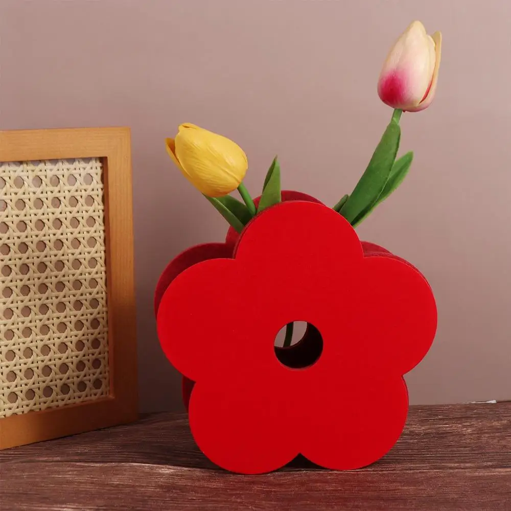 Good Fortune Wedding Red Flower Vase Good Luck Blessings Flower Arrangement Vase Best Wishes Flower Pot Basket Party Decoration