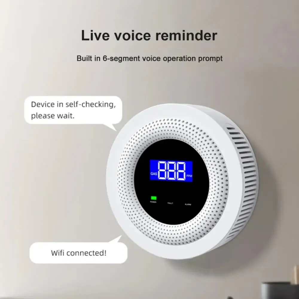 Tuya Smart Natural Gas Alarm Sensor Automatic Smart Control Smart Life App Combustible Gas Leak Detector Tuya Wifi Lcd Display