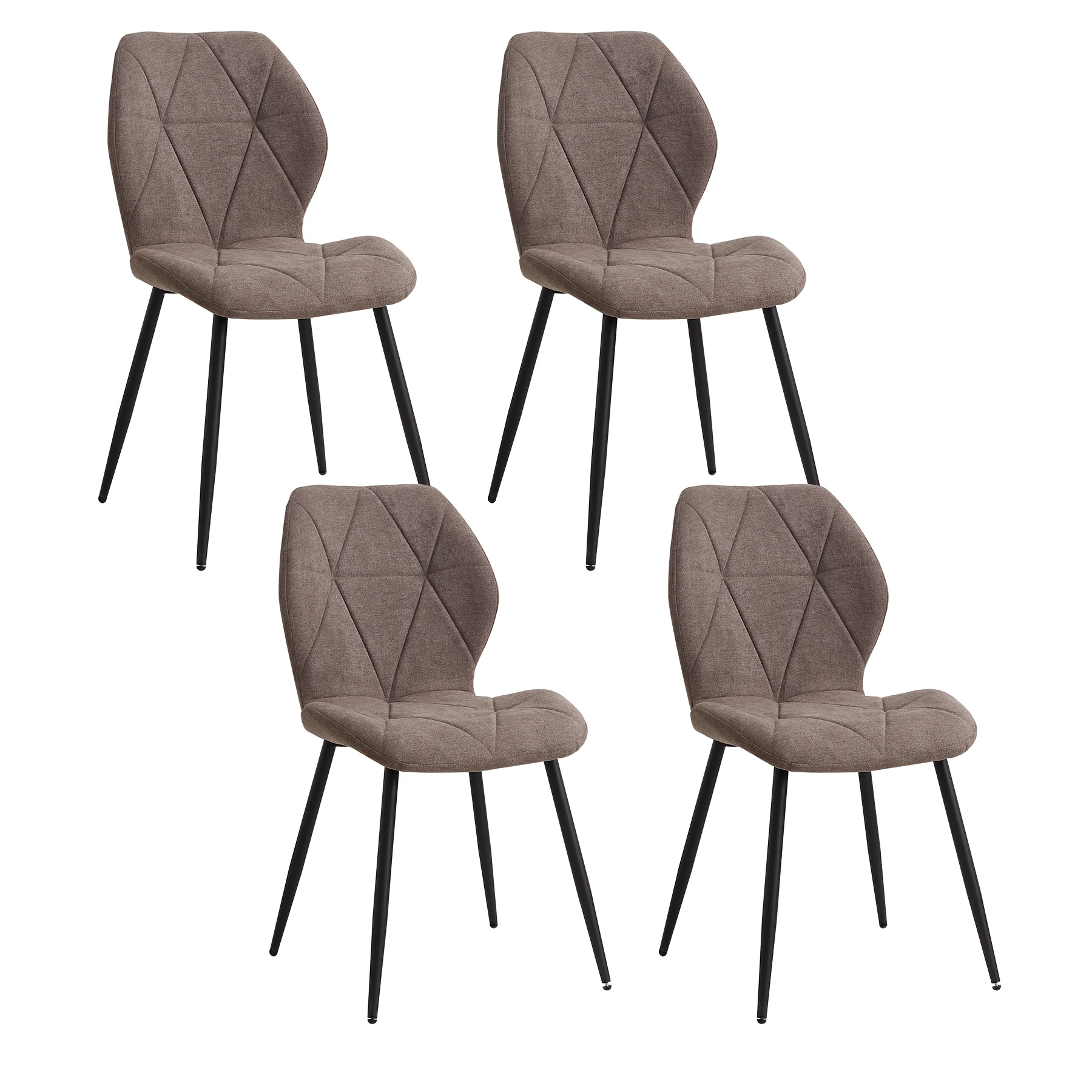 EGOONM Set van 2/4/6 Eetkamerstoelen Gestoffeerde Gewatteerde Linnen Stof Keukenstoelen Metalen Poten voor Balkon Restaurant Eetkamer