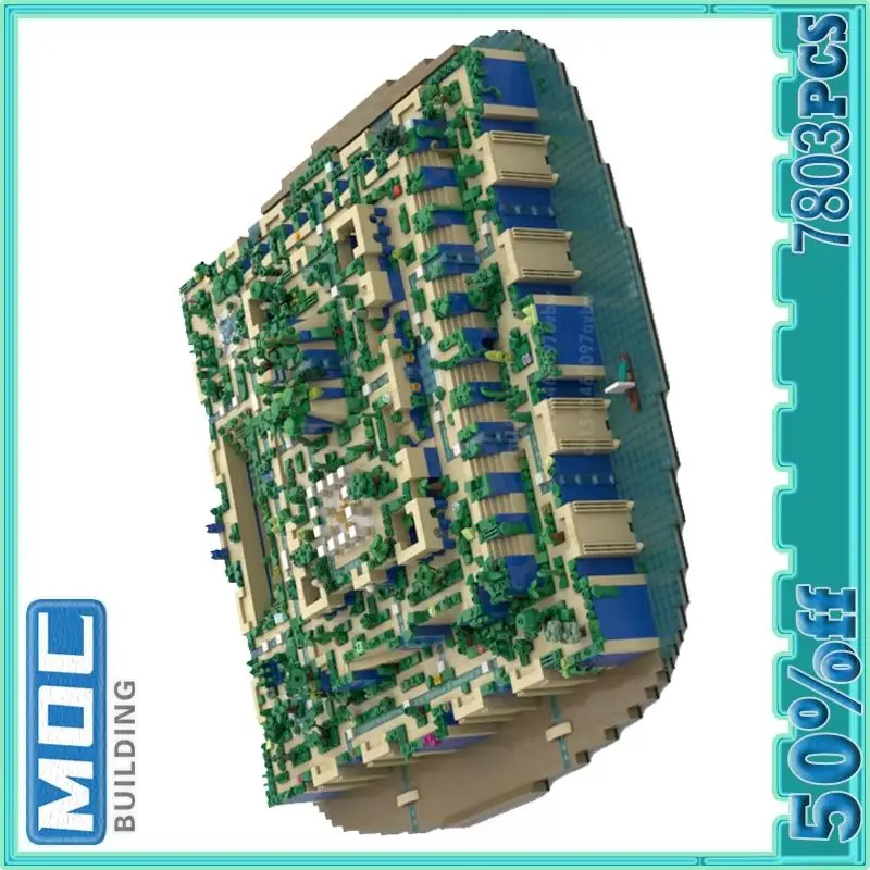 MOC 블록 바빌론의 정원 건축 모델 교육용 브릭 창의적인 DIY 조립 장난감 전시 선물