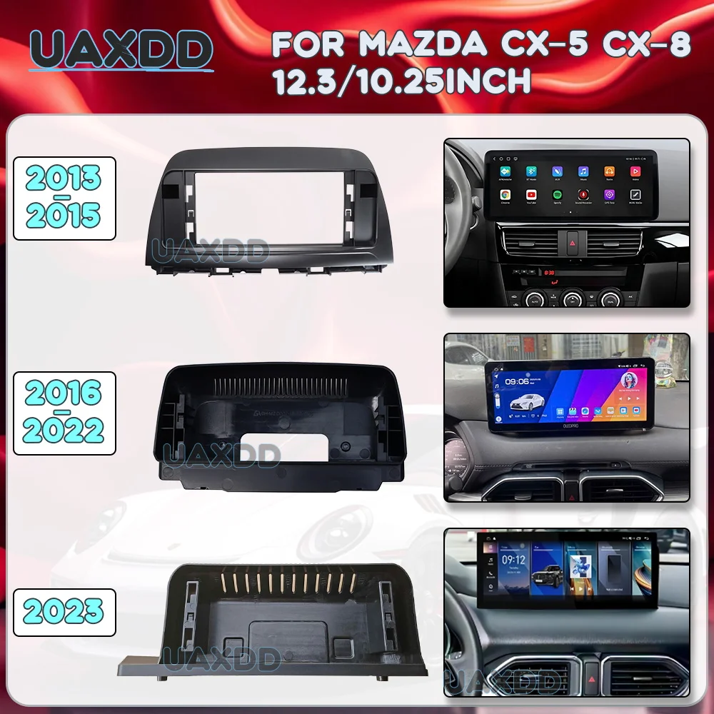 For MAZDA CX-5 CX-8 2013-2023 12.3/10.25in 2 Din Dash Android Frame Wiring Harness Canbus Decoder Interior Replace Accessory Kit