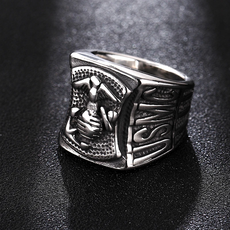 US Marine Corps Ring Vintage Goth Stainless Steel Jewelry Ring Men\'s Hip hop Street Party Accessories