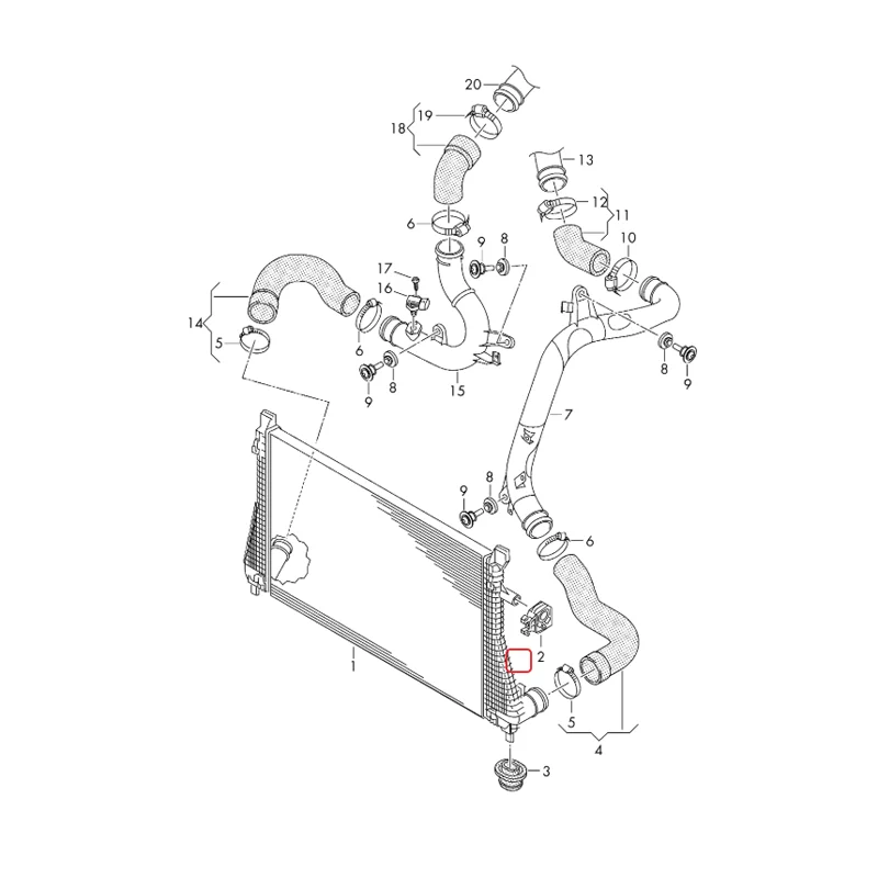 Upper Radiator Mount Bracket for VW Golf VII MK7 5G Passat B8 3G Tiguan AD Touran MPV Audi A3 8V -Ref 5Q0121367E 5Q0 121 367 E - view 4