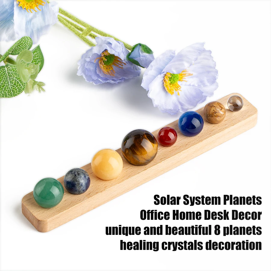 XUQIAN 8 Planets Solar System Desk Decor Tumbled Chakra Reiki Healing Crystal Gemstones Ball Set Celestial Gift Desk Decorations