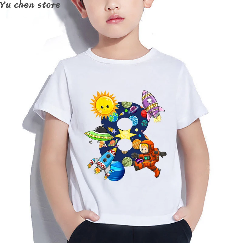 Funny Boys T-Shirts Astronaut Graphic Print 6 Year Old Gift Birthday Costume Summer Toddler Baby Tshirt Cute Girls T Shirt Tops