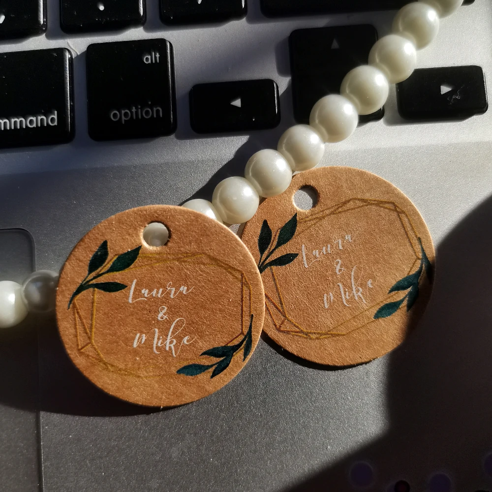 

BY5-35mm Diameter 100pcs White Text Print Kraft paper Hang Tags Hang Tags For Handmade Items Thank You Cards For Business