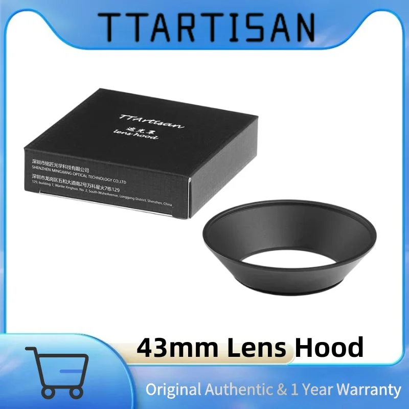 TTartisan 43mm Round Lens Hood Black Screw Thread Sunshade for 43mm Camera Lens