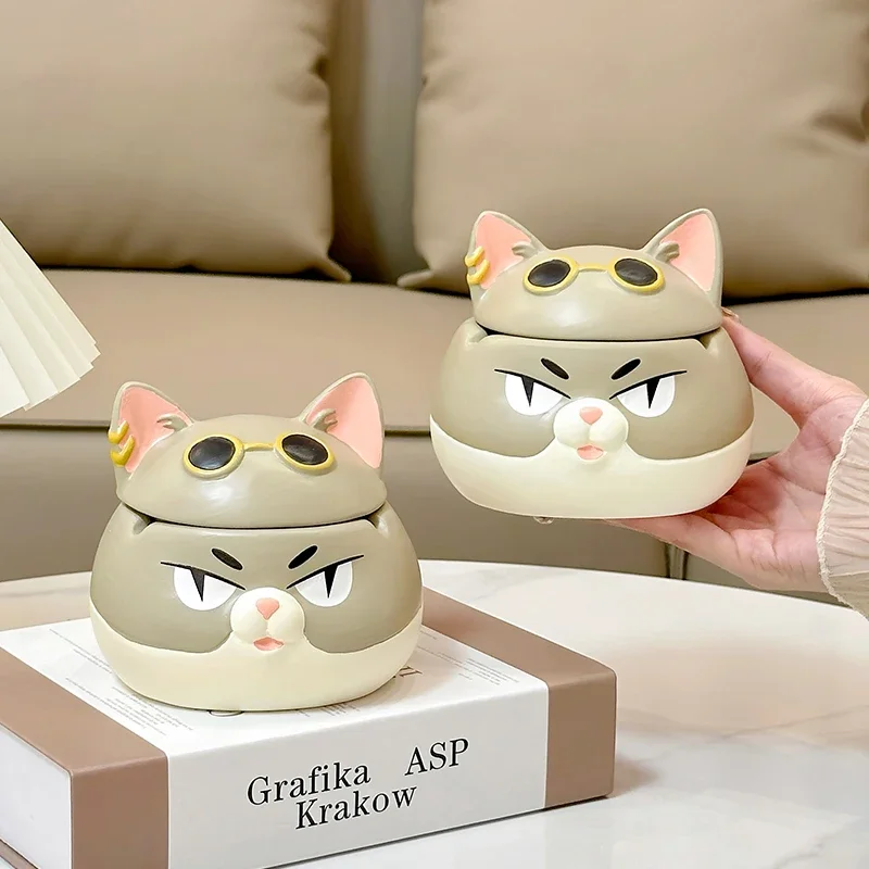 Creative Cat Ashtray with Cover Anti-fly Ash Living Room Home Office Ashtray Anti-fly Ash Storage Box Ashtray Home Decoration