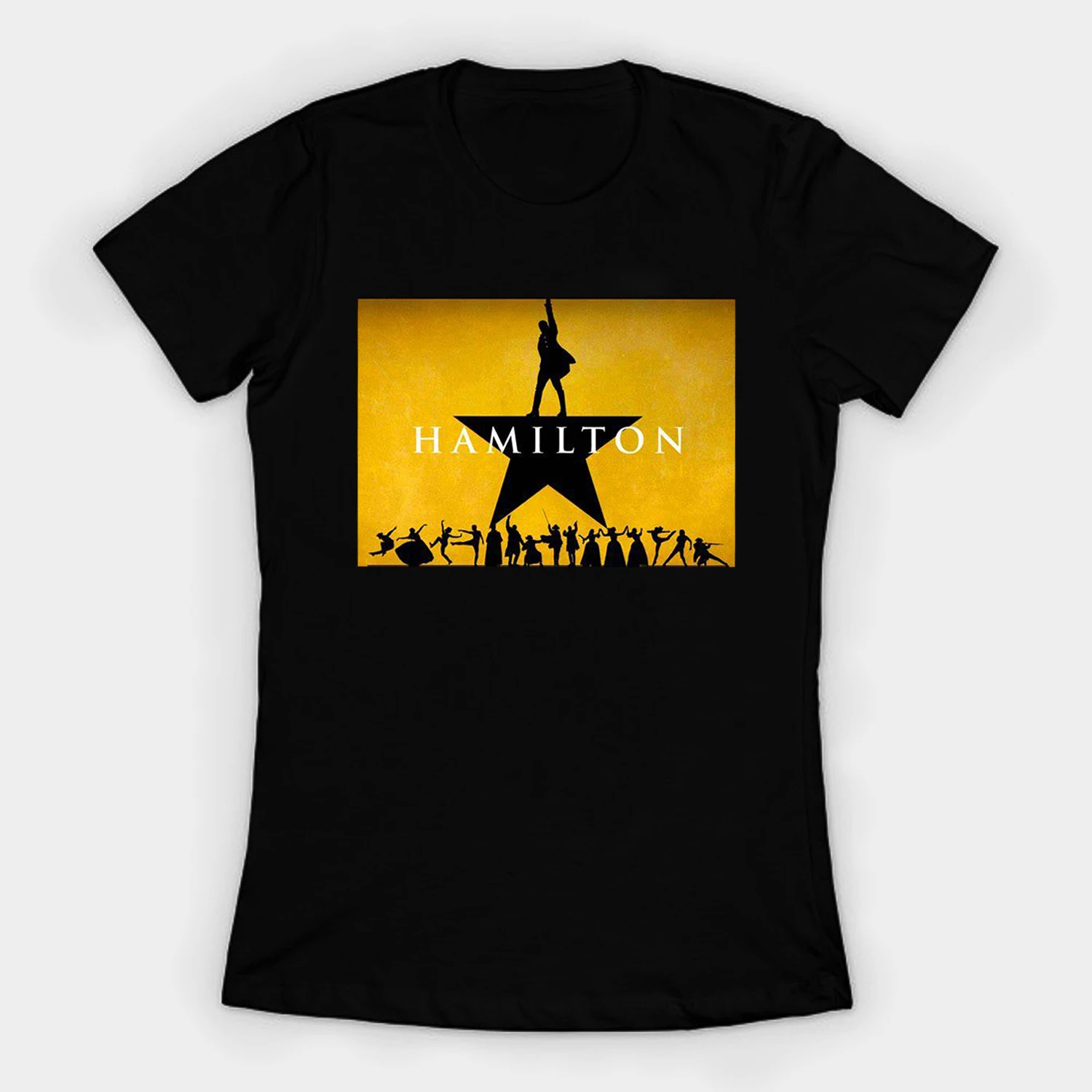 American Musical Hamilton Stage Silhouette Creative Gift T Shirt. New 100% Cotton Short Sleeve O-Neck T-shirt Casual Mens Womens