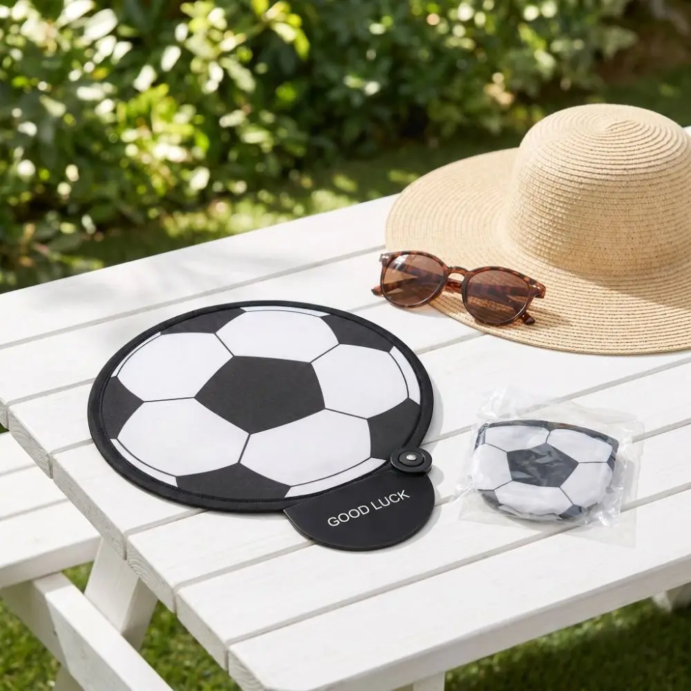 Creative Football Pattern Foldable Hand Fan Pocket Size Summer Round Fan Lightweight Mini Handheld Fan Travel