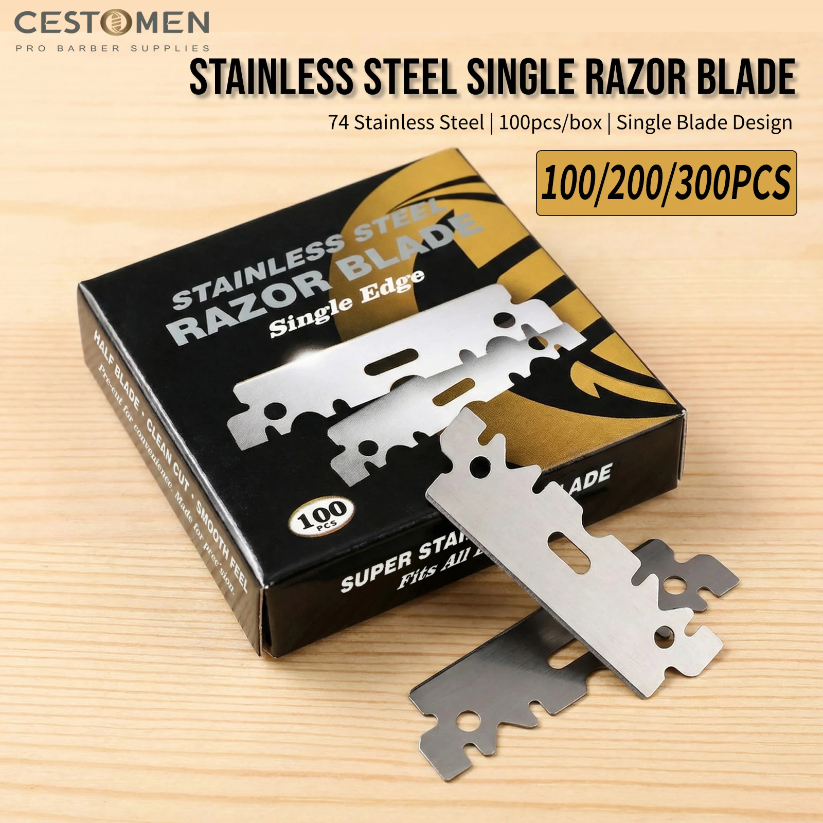 100/200/300Pcs Single Edge Razor Blades Barber Men's Safety Razor Knives Stainless Steel Professional Beard Shaving Blades