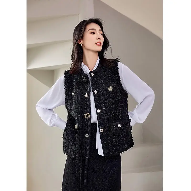 

Joey Pan round Ne Svel Vest Jaet Women's Autumn Winter New Sle 2025 Thiened Woolen High-End Versatile Age-Def...