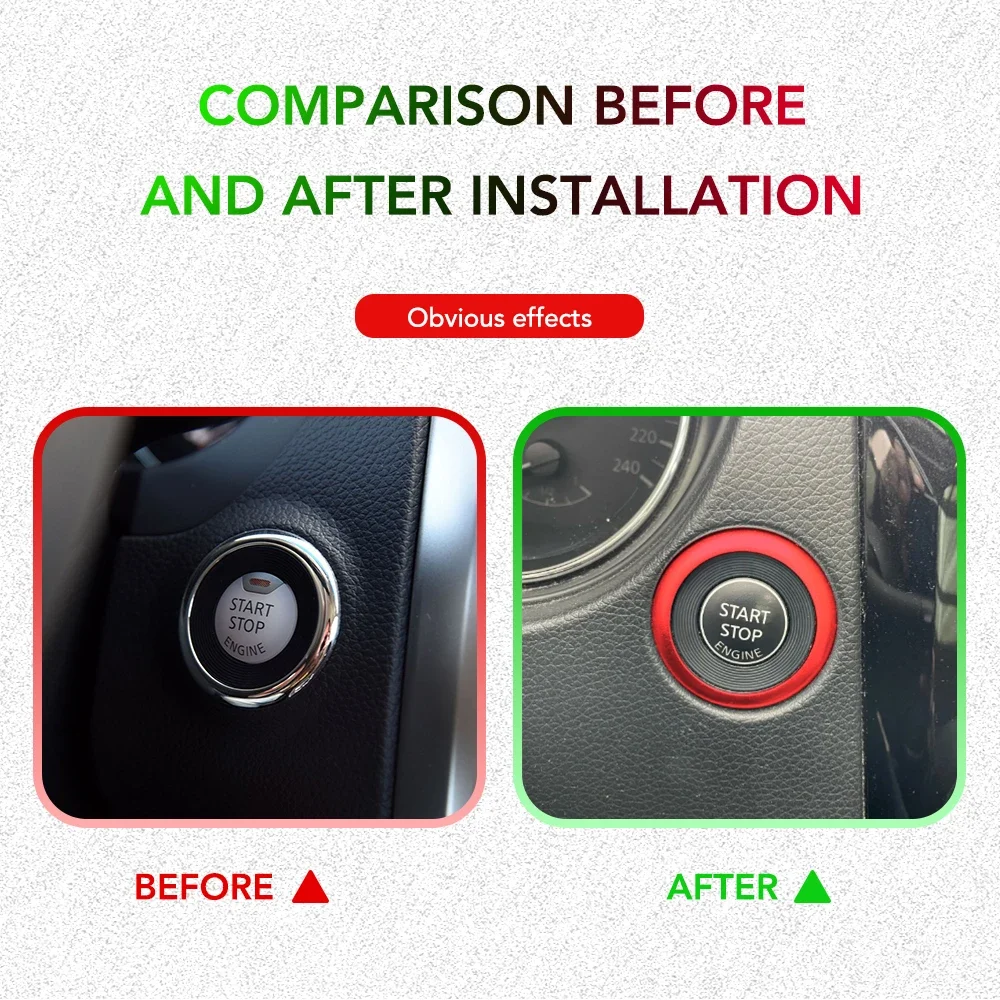 Car Start Stop Button Ring Cover Trim Auto Engine Ignition Button Sticker For Nissan Qashqai J11 Lafesta Murano X-Trail etc